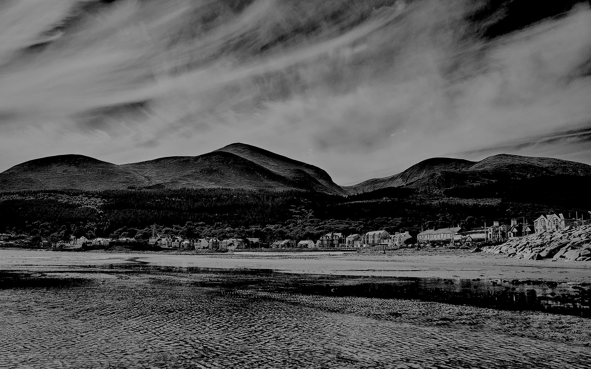The Mourne Mountains rising behind Newcastle, County Down